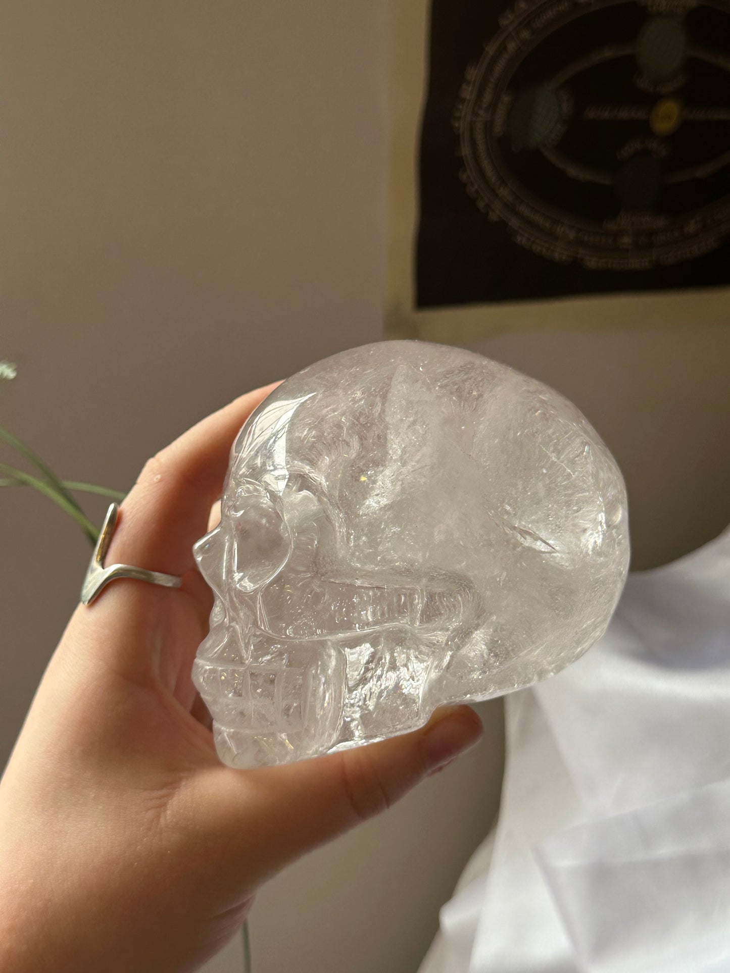 High quality clear quartz skull