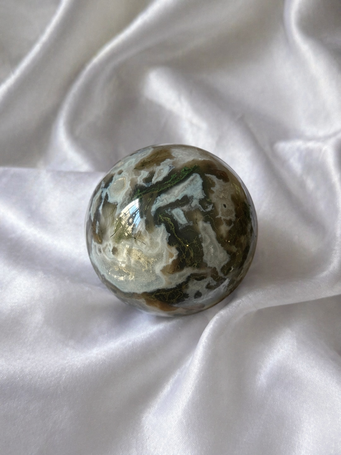Moss agate sphere