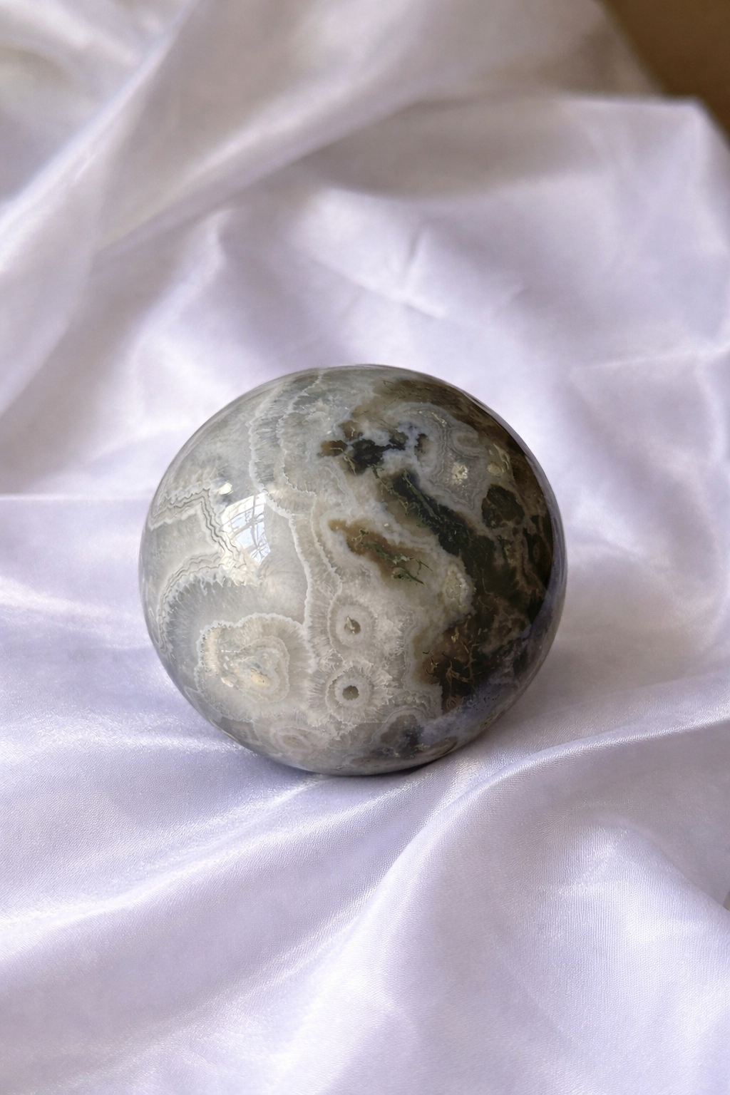 Moss agate sphere