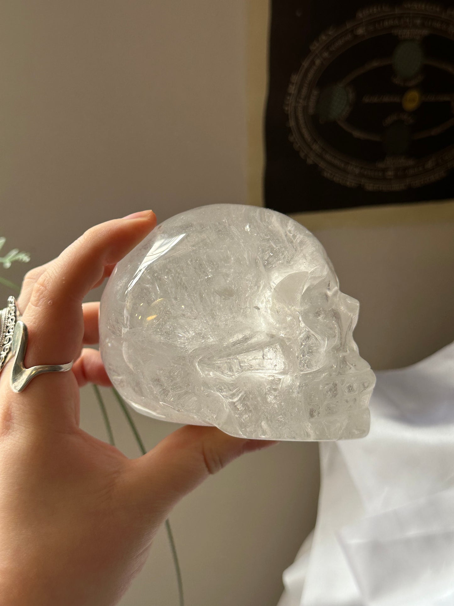 High quality clear quartz skull
