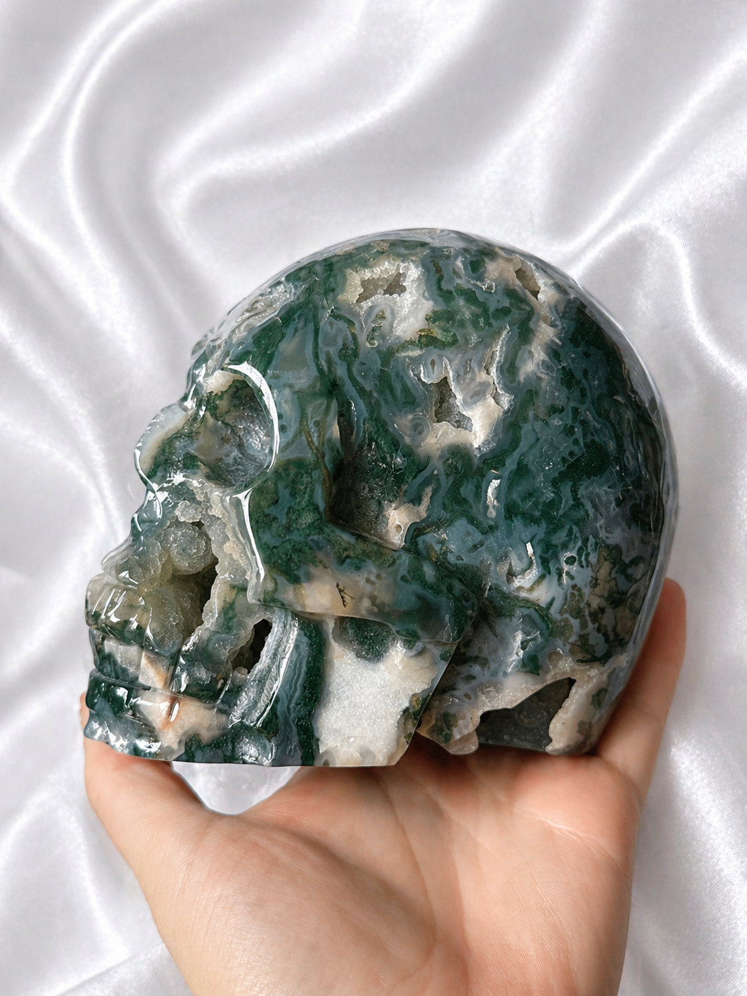 XL Moss agate skull