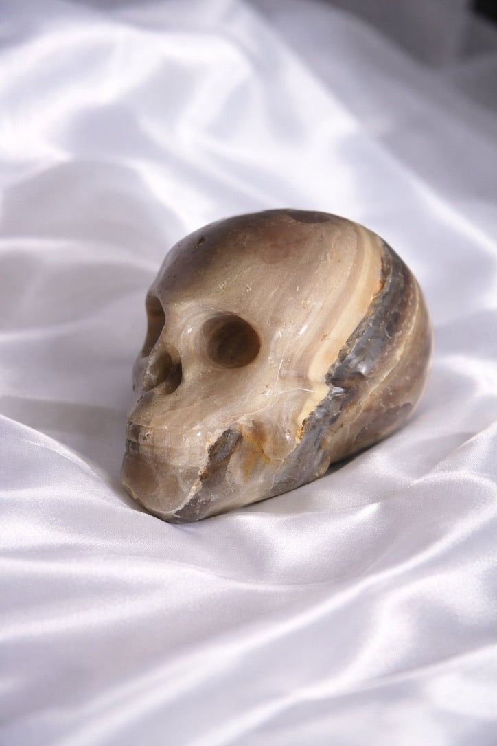Chocolate calcite skull