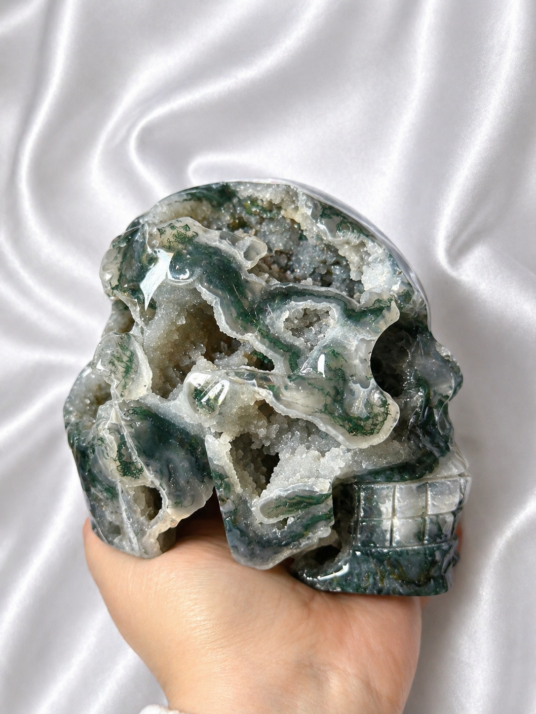 XL Moss agate skull